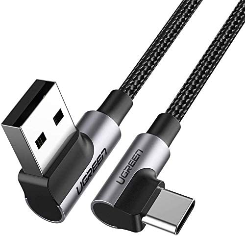 UGREEN USB to USB C Cable Right Angle 3A 90 Degree USB C Charger Cable Fast Charging Compatible with iPhone 17/16/15 Pro Max Galaxy S25 S24 Ultra A53 Pixel 9 8 Redmi Note 11 Huawei P60 P50 Pro (2M)