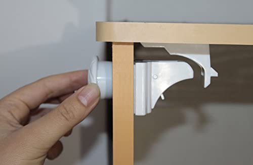 Callowesse Magnetic Cupboard & Drawer Locks - Pack of 4 Locks and 1 Key, White - Image 2