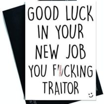Leaving Card, Coworker Card, Good Luck New Job F Traitor, Congrats New Job, Colleague, Leaving Funny Card, Humour Banter Funny PC284