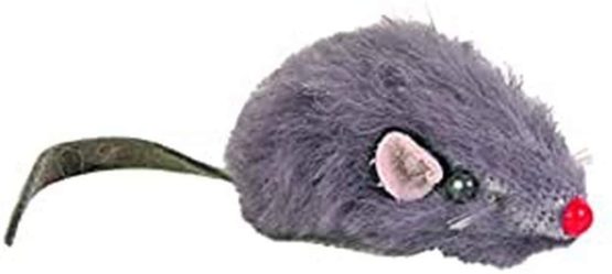 Trixie Plush Mice with Bell for Cat, 5 cm, White/Grey, 2-Piece