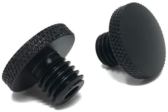 Pair of Billet Aluminium Motorcycle Mirror Blanking Plugs (10mm: 2 x clockwise)