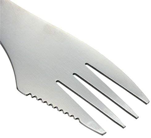 Vdealen Stainless Steel Spork's Extremely Strong Set, Fork & Knife Combo Utensil for Camping 3-Pack, Curve with Serrated Edge On Fork - Image 2