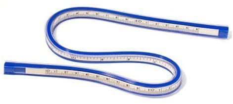 Prym 50cm/20-inch Flexible Curved Rule, Transparent, Blue, White, 50 cm / 20 inch