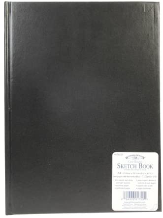 Winsor & Newton 6676232 Black A5 hard back sketch book, 110g/m² – 80 ...