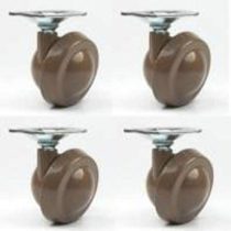 Merriway BH06971, Brown Shepherd Type Beige Colour Ball Castors Plate Fix 180kg Max Left 2 x Right-Hand No.45 50mm (2 inch) -Pack of 4