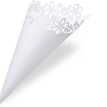 Club Green CONFETTI CONE LASER FLOWER WHITE H.190MM, Card, 31.5 x 17.5 x 0.3 cm