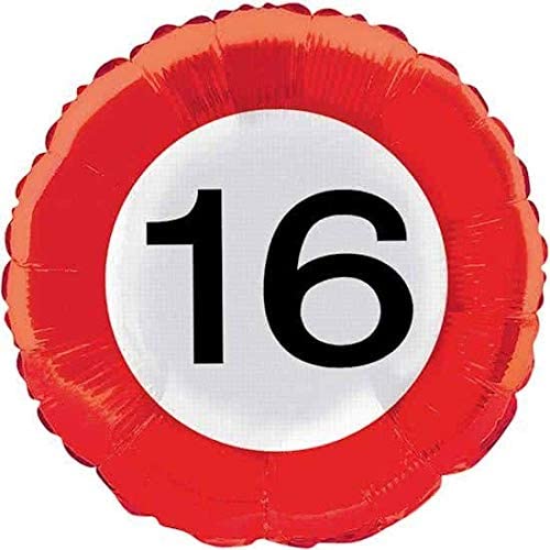 Folat - 16th Birthday Traffic Sign Foil Balloon - 46 cm, Multi Colors, 46cm - Image 2
