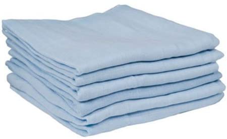 (12 X Blue) Premium Quality Baby Muslin Squares 100% Cotton, 72cm X 72cm, Supersoft, Made in EU, 70x70cm