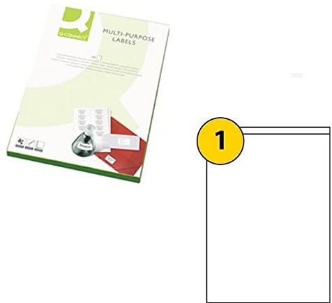 Q-Connect Multi-Purpose Label 199.6x289mm 1 per A4 Sheet Pack of 100 White - Image 2