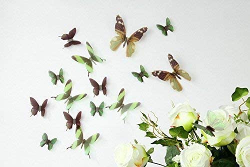 WALPLUS Streak Butterfly Green Wall Stickers, Vinyl, Multi-Colour, 10 x 10 x 3 cm