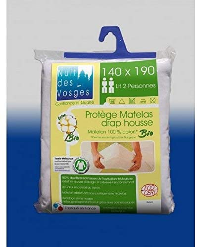 Night of the Vosges 201912 Molton Mattress Cover 100% Organic Cotton White 140 x 190 cm, 140x190x cm - Image 4