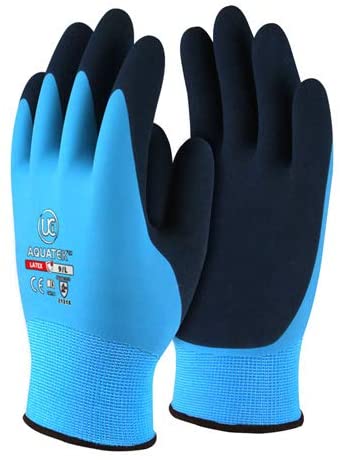UCI AQUATEK Latex Waterproof Fully Coated Grip Work Gloves Blue (9/Large)