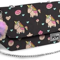 Oh My Pop! Popnicorn-Satchel Kette Schultertasche Messenger Bag, 20 cm, Black