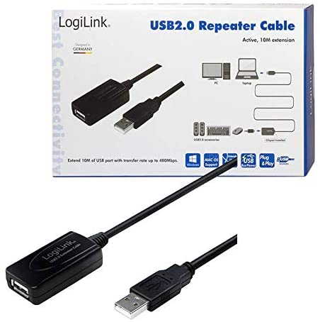 LogiLink 10m USB A Male to A Female USB 2.0 Repeater Cable, Black, 10 Meters - Image 4