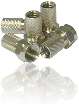 CDL Micro Screw/Twist on F Connectors for Satellite TV Aerial Coax Coaxial Cable RG6 (Pack of 5), Silver, 6.5mm x 20mm