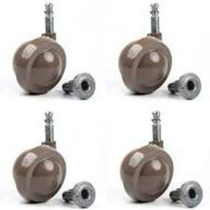 Merriway BH06974, Brown Shepherd Type Beige Colour Ball Castors Socket Fix 180kg Max Left 2 x Right-Hand No.16 40mm (1.1/2 inch) -Pack of 4