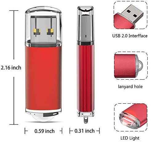 KOOTION 32 GB USB 2.0 Flash Drive Thumb Drive Memory Stick Pen Drive with LED Indicator, Red, 32G - Image 2