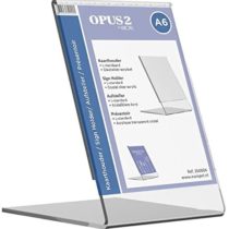 OPUS 2 Sign Holder, L-Standard, A6 Size, Portrait – Clear Acrylic Poster, Menu & Leaflet Display Holder for Restaurants, Hotels, Conference & Reception – Free Standing & Slanted Design