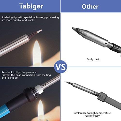 TABIGER Soldering Iron Kit - 60W Temperature Adjustable Electric Solder Iron Gun Welding Set including Toolbox (12 Pieces kit) - Image 3