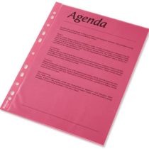Esselte Quality Punched Pocket, Pack of 10, Holds up to 20 A4 sheets, Transparent, Matte, Red, 55 Micron PP Material, 47203