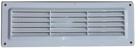 Merriway BH01157 Fixed Louvre Air Vent Grille with Flyscreen (Overall Vent Size: 229 x 76mm), White Plastic