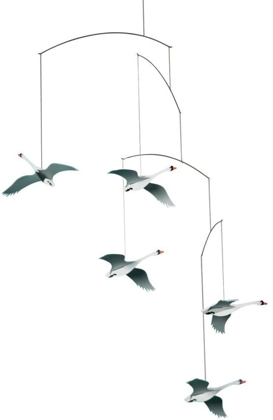 Flensted Mobiles Scandinavian Swan Hanging Mobile - 22 Inches - High Quality Cardboard