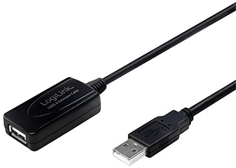 LogiLink 10m USB A Male to A Female USB 2.0 Repeater Cable, Black, 10 Meters