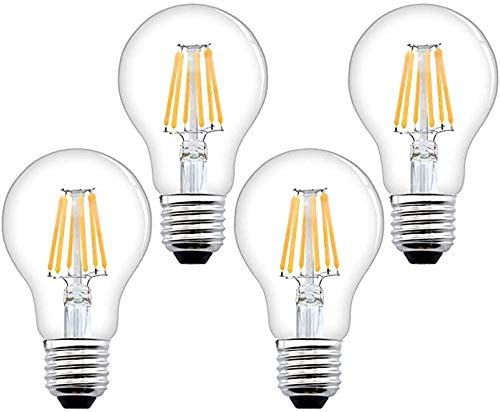Bonlux 8W E27 Screw Antique Dimmable LED Filament Bulb Warm White 2700K ES A60 GLS Globe LED Vintage Edison Screw Light Bulb Classic 75 Incandescent Equivalent 750lm Energy Saving Bulbs(4-Pack)