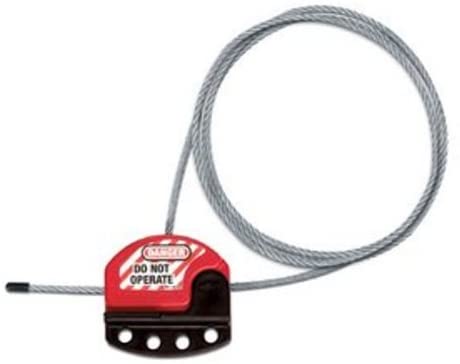 Master Lock S806 Adjustable Safety Cable for Mechanical Lockout Length 1,80 m, Red & Black, 16.2 cm x 15.3 cm x 3.8 cm