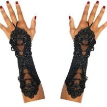 Robelli Long Finger Loop Gloves Steampunk Goth Day of the Dead Halloween Bridal