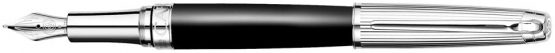 Caran d'Ache Leman Silver Plated Bicolor Medium Fountain Pen - Black - Image 3