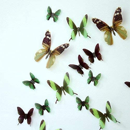 WALPLUS Streak Butterfly Green Wall Stickers, Vinyl, Multi-Colour, 10 x 10 x 3 cm - Image 3