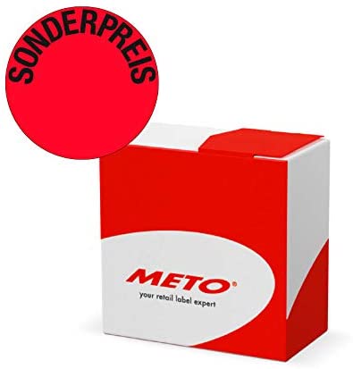 Meto Original 30001911 Special Price Labels in Practical Dispenser Box 50 mm Round Fluorescent Red Permanent 750 Labels on Roll