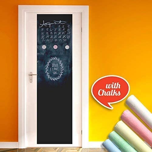 WALPLUS 45x200cm Blackboard Door Mural Decorations Self-Adhesive Peel and Stick Living Room Children Nursery Decals DIY Room Decor Wallpaper Art Home Interior Decoration