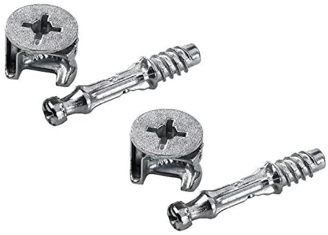 Merriway BH06262 (30-Piece) Flat Pack Furniture Cabinet Fixing Kit, Locking Cam Bolt Nuts BZP (15 mm x 12 mm)