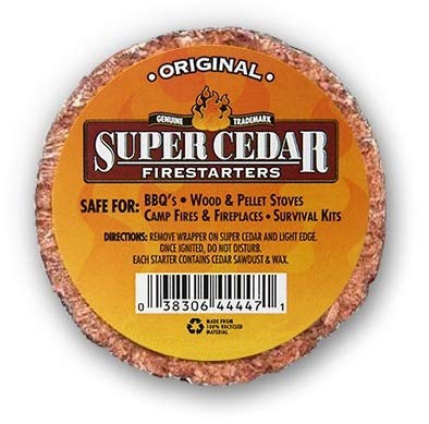 Super Cedar Firestarters - 4-Pack fire lighters, Starts up to 16 Fires, Burns Cleaner, Hotter & Lasts up to 30 Minutes, one Match Lighting, Environmentally Friendly Design