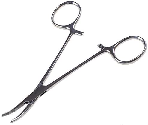 WUWYOUWL Hemostat Forceps, Stainless Steel Dog Cat Pet Scissors Ear Hair Clamp Fishing Scissors Tools (12.5cm Bent) - Image 3