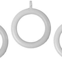 Merriway BH03175 Plastic Curtain Drapery Pole Rod Rings with Fixed Eye, Inner Dia. 37mm (1.7/16 inch) Outer Dia. 50mm (2 inch) - White, Pack of 8