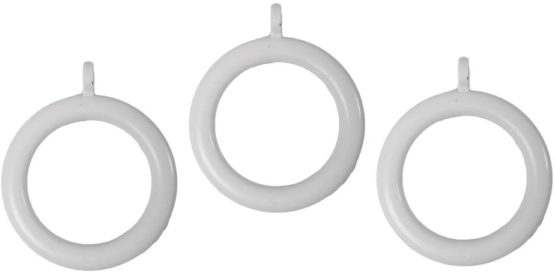 Merriway BH03175 Plastic Curtain Drapery Pole Rod Rings with Fixed Eye, Inner Dia. 37mm (1.7/16 inch) Outer Dia. 50mm (2 inch) - White, Pack of 8