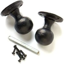 Merriway BH05675 Round Antique Door Knob Latch Set, 60 mm (2.3/8 Inch), Black