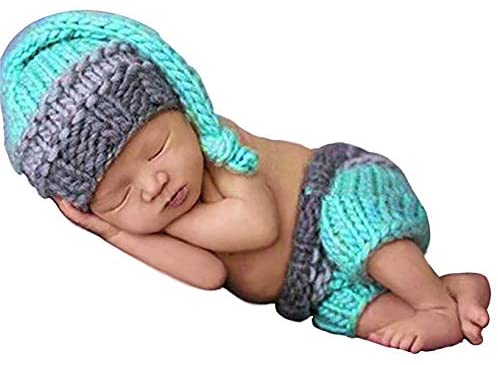 Sleeping Cutie, Newborn Baby Girl/Boy Crochet Knit Costume Photo Photography Prop Hats Outfits, Grey