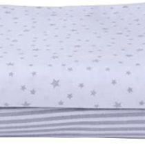 Stars & Stripes 2 Pack Fitted Pram/Crib Sheets - Grey