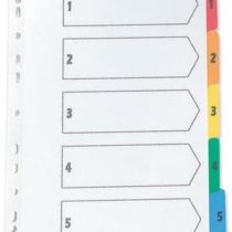 Q-Connect Index A4 Multi-Punched 1-5 Reinforced Multi-Colour Numbered Tabs KF01518