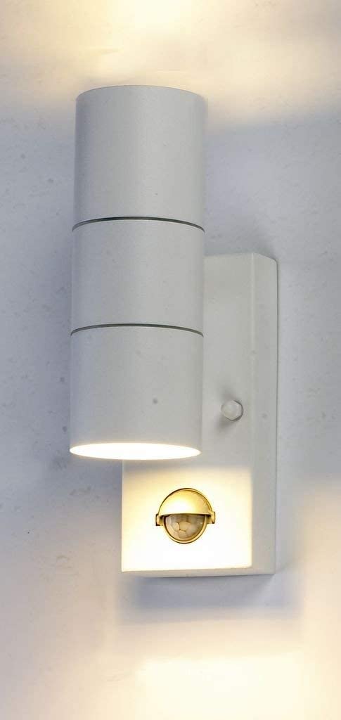 Long Life Lamp Company White Stainless Steel PIR Up Down Double Outdoor Wall Light with Movement Sensor Motion Detector ZLC058 - Image 3