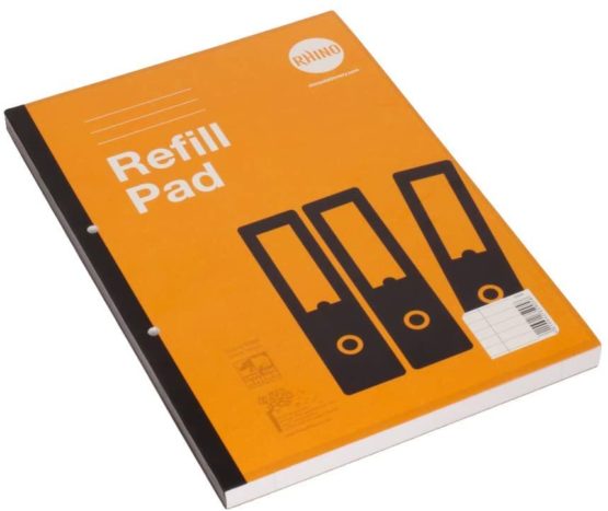 RHINO Stationery A4 Refill Pad 320 Page | 6mm Ruled with Margin | Headbound Notepad | Yellow | School Notepad Premium Writing Paper - Image 3