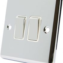 AET CPC2GSWIWC Polished Chrome Classical White Insert Metal Rocker Switch-10 Amp Double 2 Gang 2 Way Light Switch