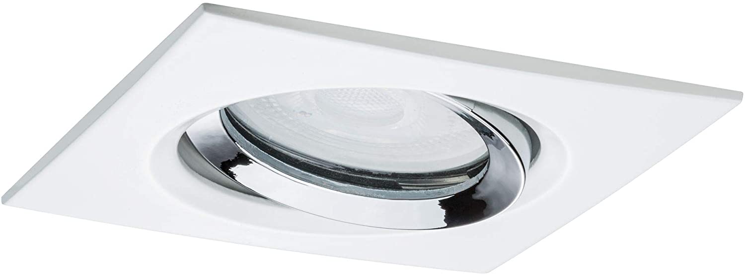 Paulmann Nova 92904 LED Recessed Spotlight IP65 7W Set of 1 Complete Set Including GU10 Bulbs White Pivoting Recessed Light Aluminium 7 W Matt Chrome - Image 2