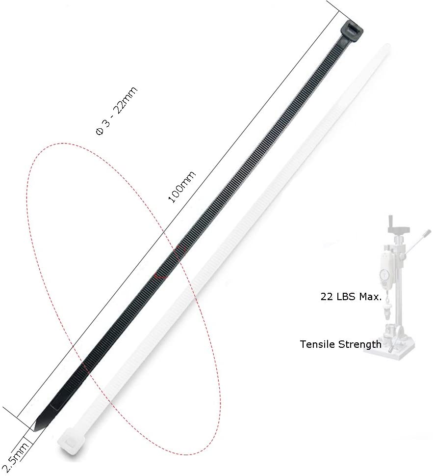 Beshine Black Cable Ties, 100mm x 2.5mm, Pack of 1000, 4" Tie Wraps - Image 2