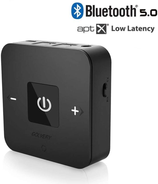 Golvery Bluetooth Transmitter with Digital Optical and AUX Jack, Wireless Transmitter Receiver Audio Adapter for TV PC Ipad Speaker Headphones Home Stereo System, Stream Music with aptX LL