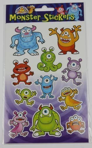 12 Sheets of Monster Space Alien Stickers - each sheet has 11 stickers by Playwrite, Multi